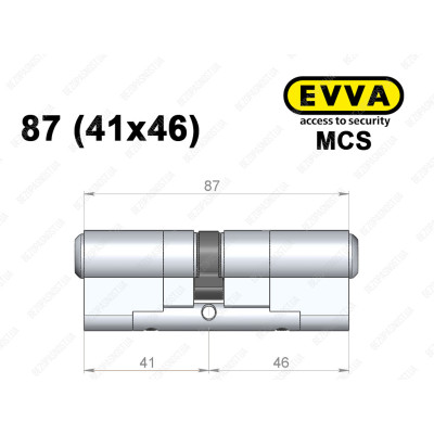 Цилиндр EVVA MCS 87 мм (41x46), ключ-ключ