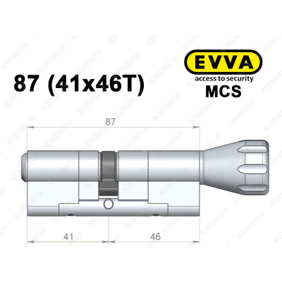 Цилиндр EVVA MCS 87 мм (41x46T), с тумблером