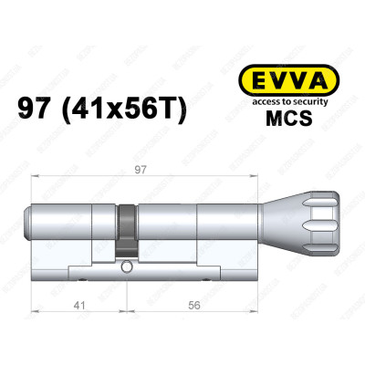 Циліндр EVVA MCS 97 мм (41x56T), з тумблером