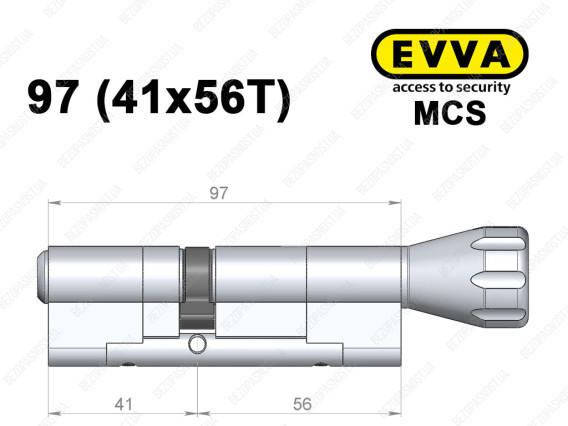 Циліндр EVVA MCS 97 мм (41x56T), з тумблером