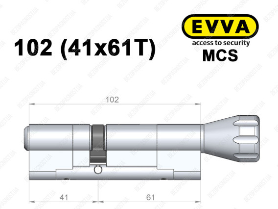 Цилиндр EVVA MCS 102 мм (41x61T), с тумблером