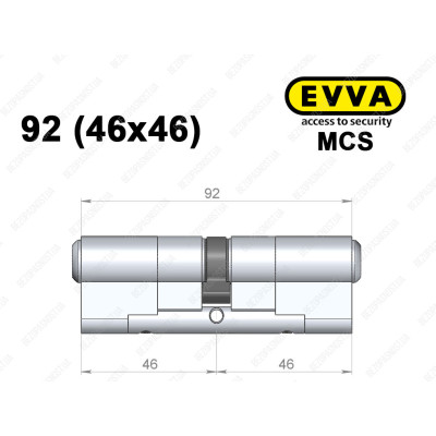 Циліндр EVVA MCS 92 мм (46x46), ключ-ключ