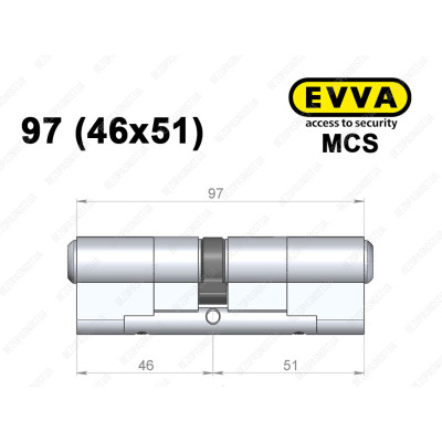 Циліндр EVVA MCS 97 мм (46x51), ключ-ключ