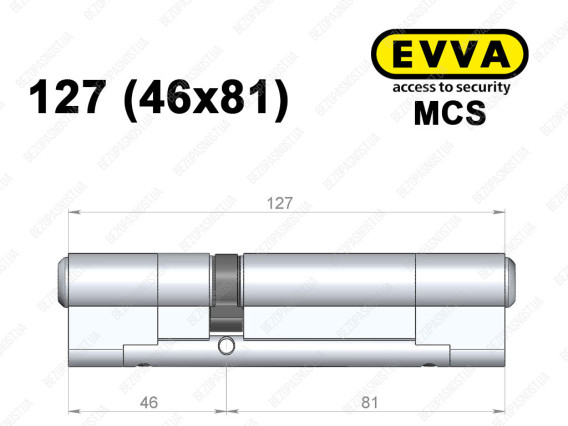 Циліндр EVVA MCS 127 мм (46x81), ключ-ключ