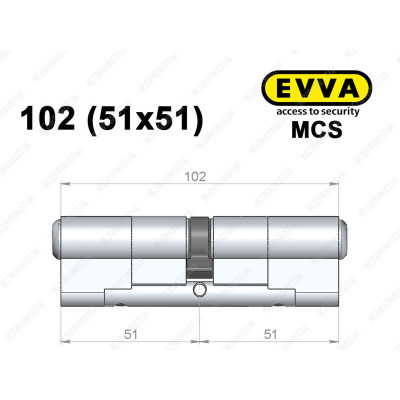 Циліндр EVVA MCS 102 мм (51x51), ключ-ключ