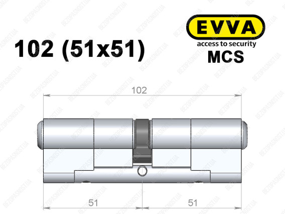 Цилиндр EVVA MCS 102 мм (51x51), ключ-ключ
