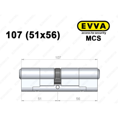 Цилиндр EVVA MCS 107 мм (51x56), ключ-ключ