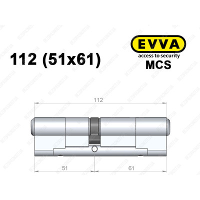 Цилиндр EVVA MCS 112 мм (51x61), ключ-ключ