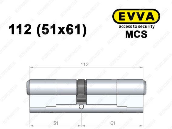 Цилиндр EVVA MCS 112 мм (51x61), ключ-ключ