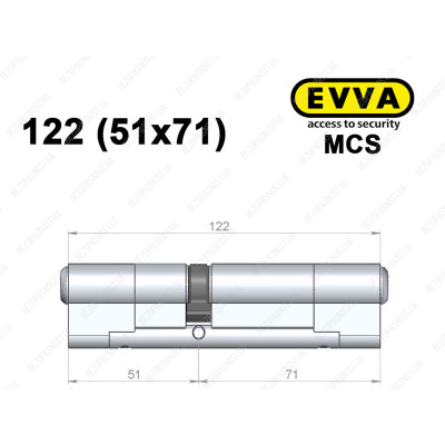 Цилиндр EVVA MCS 122 мм (51x71), ключ-ключ