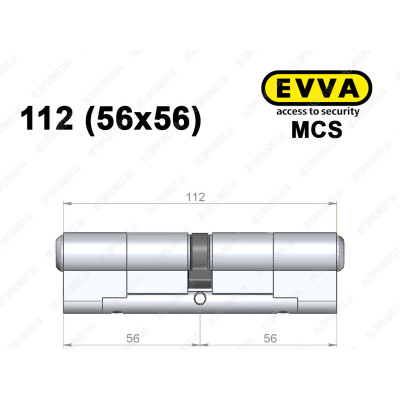 Цилиндр EVVA MCS 112 мм (56x56), ключ-ключ