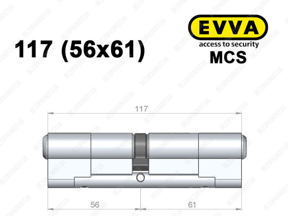 Циліндр EVVA MCS 117 мм (56x61), ключ-ключ