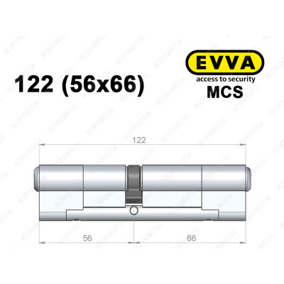 Цилиндр EVVA MCS 122 мм (56x66), ключ-ключ