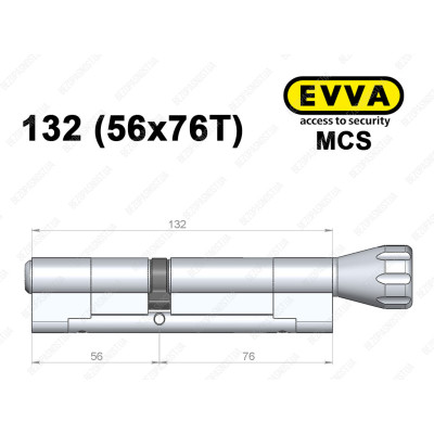 Цилиндр EVVA MCS 132 мм (56x76T), с тумблером