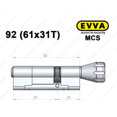 Циліндр EVVA MCS 92 мм (61x31T), з тумблером