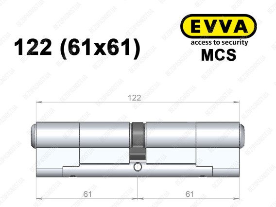 Цилиндр EVVA MCS 122 мм (61x61), ключ-ключ
