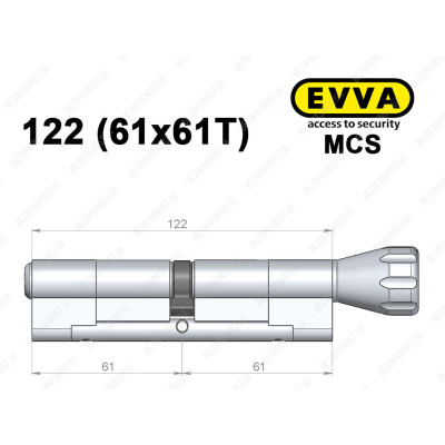 Цилиндр EVVA MCS 122 мм (61x61T), с тумблером