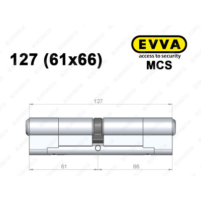Цилиндр EVVA MCS 127 мм (61x66), ключ-ключ