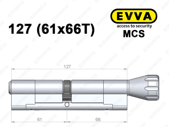 Цилиндр EVVA MCS 127 мм (61x66T), с тумблером
