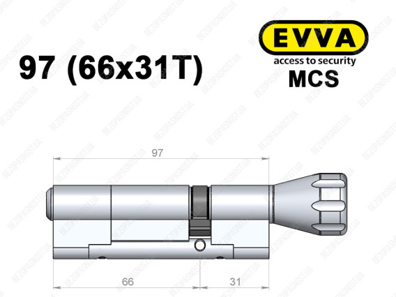 Циліндр EVVA MCS 97 мм (66x31T), з тумблером