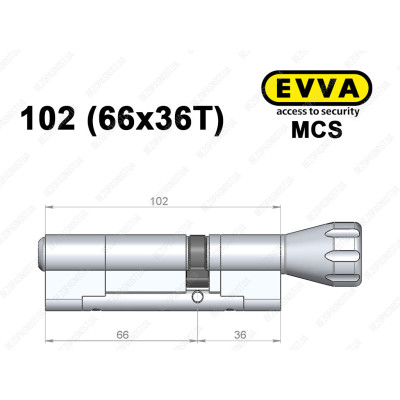 Циліндр EVVA MCS 102 мм (66x36T), з тумблером