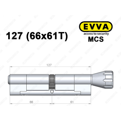Цилиндр EVVA MCS 127 мм (66x61T), с тумблером