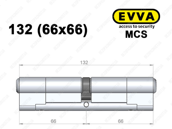 Цилиндр EVVA MCS 132 мм (66x66), ключ-ключ