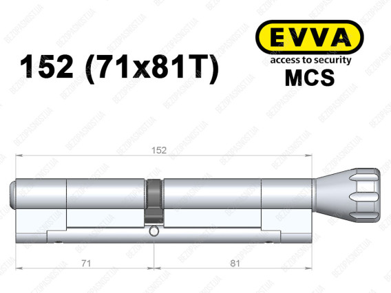 Циліндр EVVA MCS 152 мм (71x81T), з тумблером