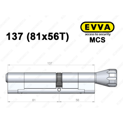 Цилиндр EVVA MCS 137 мм (81x56T), с тумблером