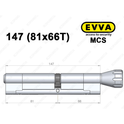 Цилиндр EVVA MCS 147 мм (81x66T), с тумблером