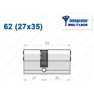 Цилиндр Mul-T-Lock Integrator ключ-ключ 62 мм (27x35)