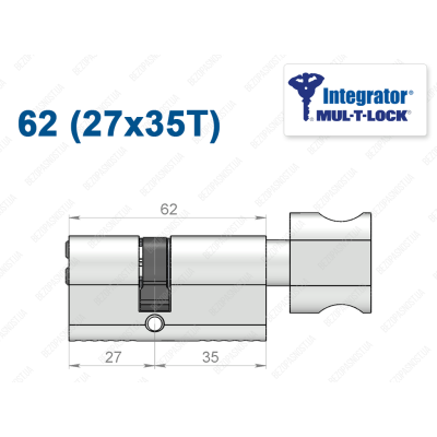 Цилиндр Mul-T-Lock Integrator ключ-тумблер 62 мм (27x35T)