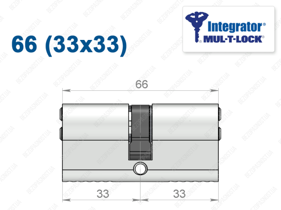 Циліндр Mul-T-Lock Integrator ключ-ключ 66 мм (33x33)
