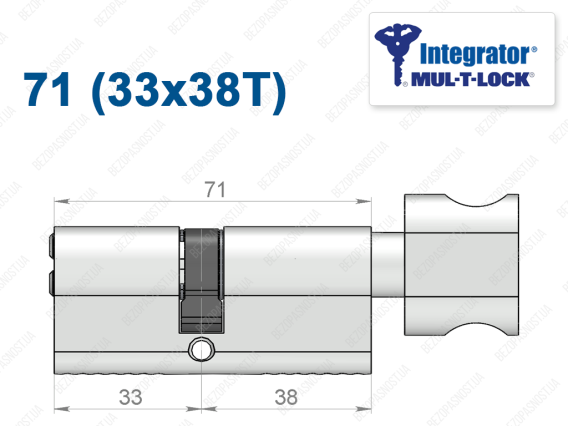 Цилиндр Mul-T-Lock Integrator ключ-тумблер 71 мм (33x38T)
