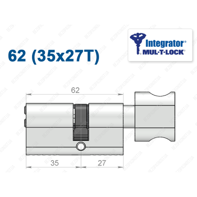 Цилиндр Mul-T-Lock Integrator ключ-тумблер 62 мм (35x27T)