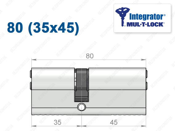 Цилиндр Mul-T-Lock Integrator ключ-ключ 80 мм (35x45)
