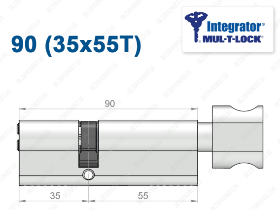 Циліндр Mul-T-Lock Integrator ключ-тумблер 90 мм (35x55T)