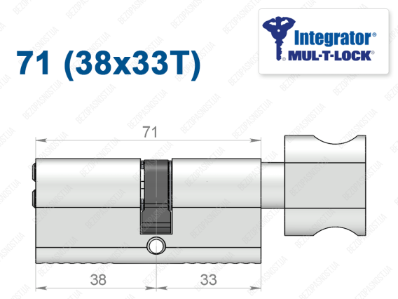 Циліндр Mul-T-Lock Integrator ключ-тумблер 71 мм (38x33T)