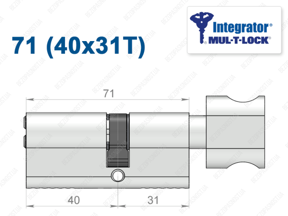 Цилиндр Mul-T-Lock Integrator ключ-тумблер 71 мм (40x31T)