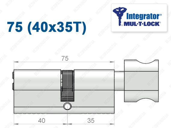 Цилиндр Mul-T-Lock Integrator ключ-тумблер 75 мм (40x35T)