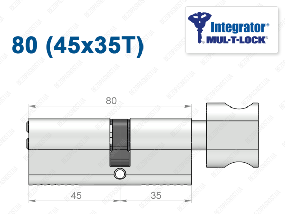 Цилиндр Mul-T-Lock Integrator ключ-тумблер 80 мм (45x35T)