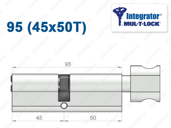 Циліндр Mul-T-Lock Integrator ключ-тумблер 95 мм (45x50T)