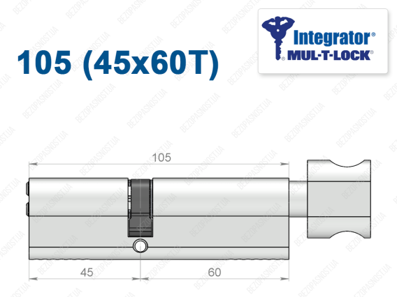 Цилиндр Mul-T-Lock Integrator ключ-тумблер 105 мм (45x60T)