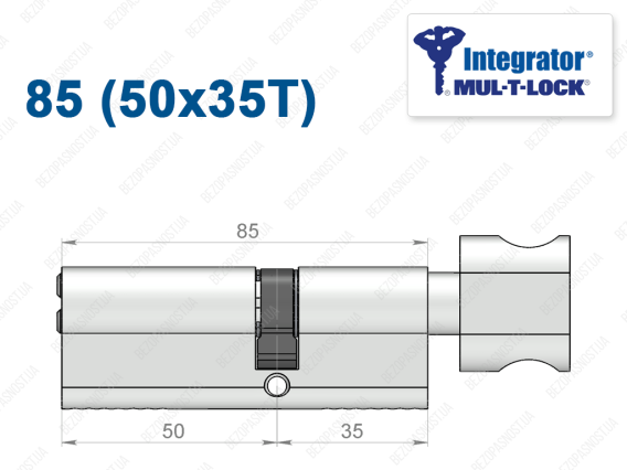 Цилиндр Mul-T-Lock Integrator ключ-тумблер 85 мм (50x35T)