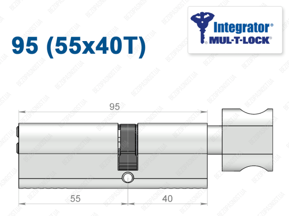 Циліндр Mul-T-Lock Integrator ключ-тумблер 95 мм (55x40T)