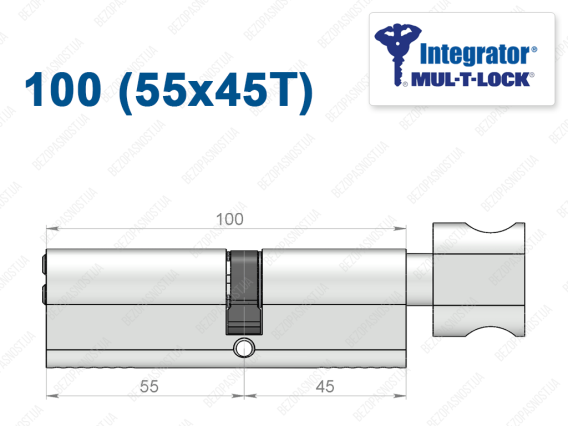 Цилиндр Mul-T-Lock Integrator ключ-тумблер 100 мм (55x45T)