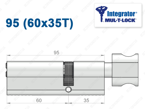 Циліндр Mul-T-Lock Integrator ключ-тумблер 95 мм (60x35T)