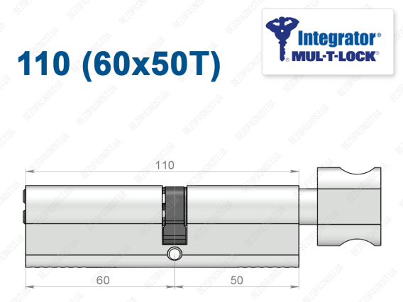 Цилиндр Mul-T-Lock Integrator ключ-тумблер 110 мм (60x50T)