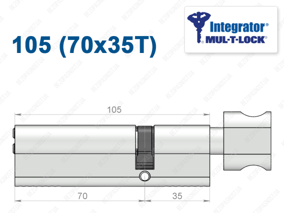 Циліндр Mul-T-Lock Integrator ключ-тумблер 105 мм (70x35T)