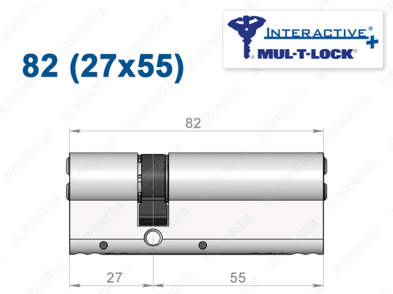 Циліндр Mul-T-Lock Interactive+ ключ-ключ 82 мм (27x55)
